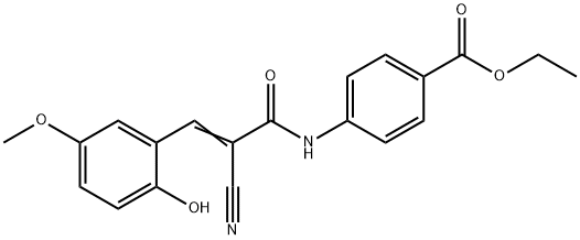 ethyl (E)-4-(2-cyano-3-(2-hydroxy-5-methoxyphenyl)acrylamido)benzoate Struktur