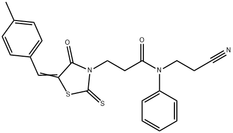 (E)-N-(2-cyanoethyl)-3-(5-(4-methylbenzylidene)-4-oxo-2-thioxothiazolidin-3-yl)-N-phenylpropanamide 结构式