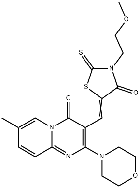 (Z)-3-(2-methoxyethyl)-5-((7-methyl-2-morpholino-4-oxo-4H-pyrido[1,2-a]pyrimidin-3-yl)methylene)-2-thioxothiazolidin-4-one,380582-38-7,结构式