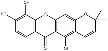 2H,6H-Pyrano(3,2-b)xanthen-6-one, 5,9,10-trihydroxy-2,2-dimethyl-, 3811-29-8, 结构式