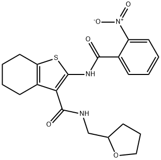 2-(2-nitrobenzamido)-N-((tetrahydrofuran-2-yl)methyl)-4,5,6,7-tetrahydrobenzo[b]thiophene-3-carboxamide 结构式