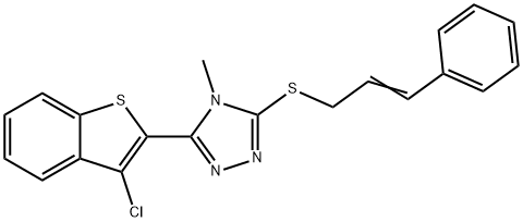 3-(3-chlorobenzo[b]thiophen-2-yl)-5-(cinnamylthio)-4-methyl-4H-1,2,4-triazole 结构式