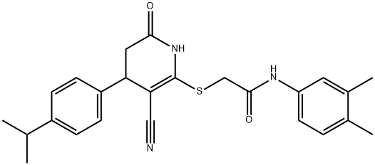 2-((3-cyano-4-(4-isopropylphenyl)-6-oxo-1,4,5,6-tetrahydropyridin-2-yl)thio)-N-(3,4-dimethylphenyl)acetamide|