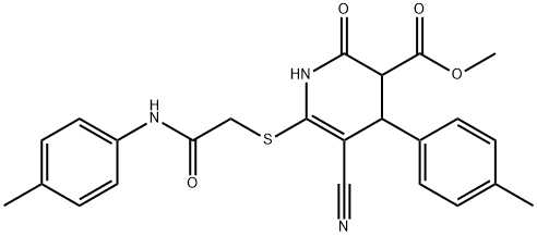 methyl 5-cyano-2-oxo-6-((2-oxo-2-(p-tolylamino)ethyl)thio)-4-(p-tolyl)-1,2,3,4-tetrahydropyridine-3-carboxylate,383896-61-5,结构式