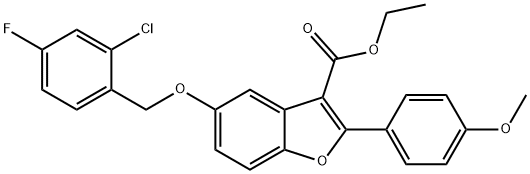 ethyl 5-((2-chloro-4-fluorobenzyl)oxy)-2-(4-methoxyphenyl)benzofuran-3-carboxylate 结构式