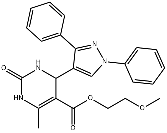 2-methoxyethyl 4-(1,3-diphenyl-1H-pyrazol-4-yl)-6-methyl-2-oxo-1,2,3,4-tetrahydropyrimidine-5-carboxylate Struktur