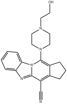 11-(4-(2-hydroxyethyl)piperazin-1-yl)-2,3-dihydro-1H-benzo[4,5]imidazo[1,2-a]cyclopenta[d]pyridine-4-carbonitrile 结构式