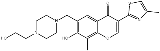 7-hydroxy-6-((4-(2-hydroxyethyl)piperazin-1-yl)methyl)-8-methyl-3-(4-methylthiazol-2-yl)-4H-chromen-4-one 结构式