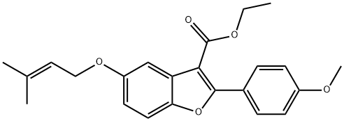 ethyl 2-(4-methoxyphenyl)-5-((3-methylbut-2-en-1-yl)oxy)benzofuran-3-carboxylate Struktur