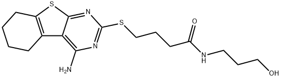 4-((4-amino-5,6,7,8-tetrahydrobenzo[4,5]thieno[2,3-d]pyrimidin-2-yl)thio)-N-(3-hydroxypropyl)butanamide 化学構造式