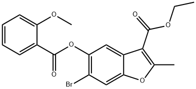 ethyl 6-bromo-5-((2-methoxybenzoyl)oxy)-2-methylbenzofuran-3-carboxylate Struktur