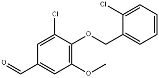 3-氯-4-[(2-氯苄基)氧基]-5-甲氧基苯甲醛, 384857-00-5, 结构式