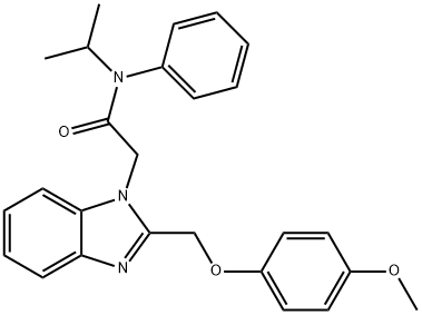 N-isopropyl-2-(2-((4-methoxyphenoxy)methyl)-1H-benzo[d]imidazol-1-yl)-N-phenylacetamide 化学構造式