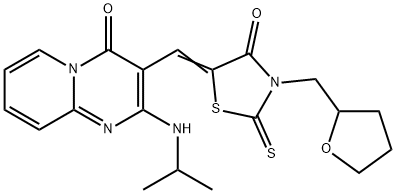 (Z)-5-((2-(isopropylamino)-4-oxo-4H-pyrido[1,2-a]pyrimidin-3-yl)methylene)-3-((tetrahydrofuran-2-yl)methyl)-2-thioxothiazolidin-4-one Structure