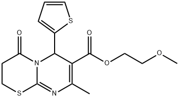 2-methoxyethyl 8-methyl-4-oxo-6-(thiophen-2-yl)-3,4-dihydro-2H,6H-pyrimido[2,1-b][1,3]thiazine-7-carboxylate Structure