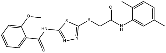 N-(5-((2-((2,5-dimethylphenyl)amino)-2-oxoethyl)thio)-1,3,4-thiadiazol-2-yl)-2-methoxybenzamide,392295-08-8,结构式