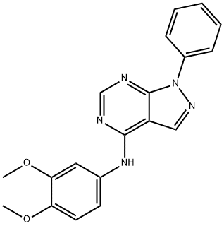 N-(3,4-dimethoxyphenyl)-1-phenyl-1H-pyrazolo[3,4-d]pyrimidin-4-amine 结构式