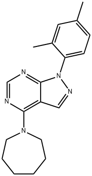 4-(azepan-1-yl)-1-(2,4-dimethylphenyl)-1H-pyrazolo[3,4-d]pyrimidine 化学構造式