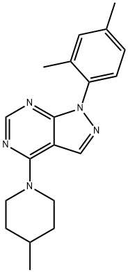 1-(2,4-dimethylphenyl)-4-(4-methylpiperidin-1-yl)-1H-pyrazolo[3,4-d]pyrimidine Structure