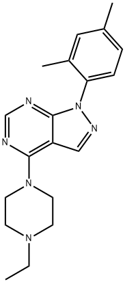 1-(2,4-dimethylphenyl)-4-(4-ethylpiperazin-1-yl)-1H-pyrazolo[3,4-d]pyrimidine 结构式