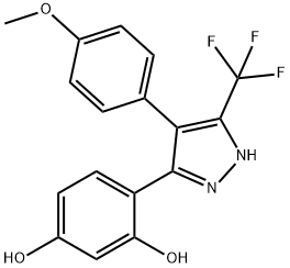 4-(4-(4-methoxyphenyl)-5-(trifluoromethyl)-1H-pyrazol-3-yl)benzene-1,3-diol 化学構造式