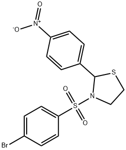 3-((4-bromophenyl)sulfonyl)-2-(4-nitrophenyl)thiazolidine Structure