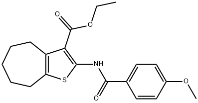 ethyl 2-(4-methoxybenzamido)-5,6,7,8-tetrahydro-4H-cyclohepta[b]thiophene-3-carboxylate 结构式