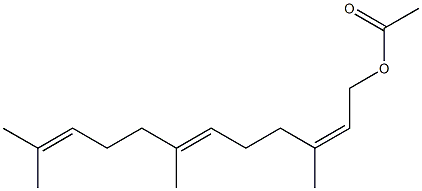 2,6,10-Dodecatrien-1-ol, 3,7,11-trimethyl-, acetate, (Z,E)- 化学構造式