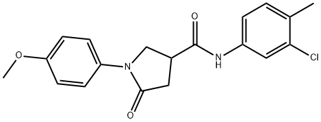 N-(3-chloro-4-methylphenyl)-1-(4-methoxyphenyl)-5-oxopyrrolidine-3-carboxamide,404366-26-3,结构式