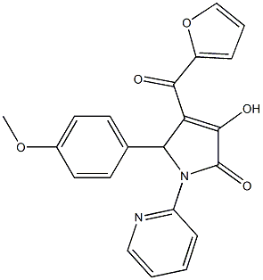 3-(furan-2-carbonyl)-4-hydroxy-2-(4-methoxyphenyl)-1-pyridin-2-yl-2H-pyrrol-5-one Struktur