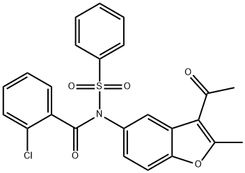 N-(3-acetyl-2-methylbenzofuran-5-yl)-2-chloro-N-(phenylsulfonyl)benzamide Structure