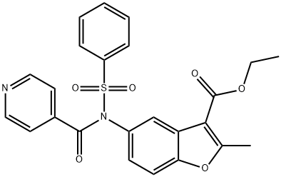 ethyl 2-methyl-5-(N-(phenylsulfonyl)isonicotinamido)benzofuran-3-carboxylate Struktur