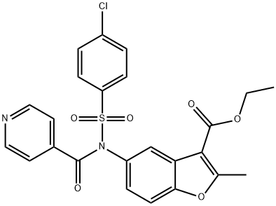 ethyl 5-(N-((4-chlorophenyl)sulfonyl)isonicotinamido)-2-methylbenzofuran-3-carboxylate Struktur