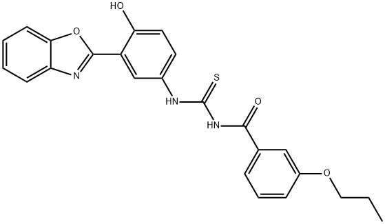 N-{[3-(1,3-benzoxazol-2-yl)-4-hydroxyphenyl]carbamothioyl}-3-propoxybenzamide,426220-42-0,结构式