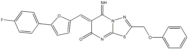 (6Z)-6-{[5-(4-fluorophenyl)furan-2-yl]methylidene}-5-imino-2-(phenoxymethyl)-5,6-dihydro-7H-[1,3,4]thiadiazolo[3,2-a]pyrimidin-7-one Structure