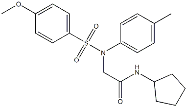 N-cyclopentyl-2-(N-(4-methoxyphenyl)sulfonyl-4-methylanilino)acetamide 结构式