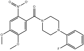 (4,5-dimethoxy-2-nitrophenyl)-[4-(2-fluorophenyl)piperazin-1-yl]methanone Struktur