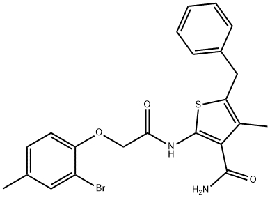 5-benzyl-2-{[(2-bromo-4-methylphenoxy)acetyl]amino}-4-methyl-3-thiophenecarboxamide Structure