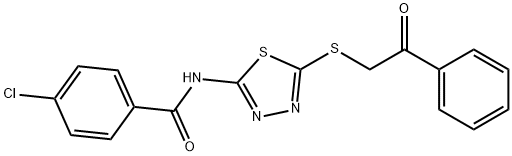 4-chloro-N-(5-phenacylsulfanyl-1,3,4-thiadiazol-2-yl)benzamide Struktur