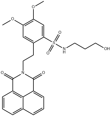 2-(2-(1,3-dioxo-1H-benzo[de]isoquinolin-2(3H)-yl)ethyl)-N-(3-hydroxypropyl)-4,5-dimethoxybenzenesulfonamide 结构式