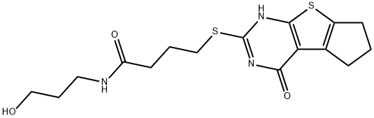 N-(3-hydroxypropyl)-4-((4-oxo-3,5,6,7-tetrahydro-4H-cyclopenta[4,5]thieno[2,3-d]pyrimidin-2-yl)thio)butanamide|