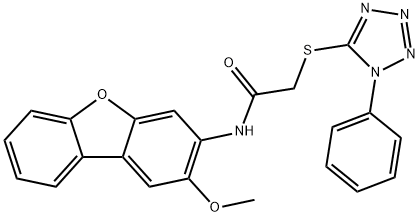 N-(2-methoxydibenzo[b,d]furan-3-yl)-2-[(1-phenyl-1H-tetrazol-5-yl)sulfanyl]acetamide,434290-85-4,结构式