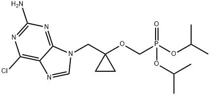 diisopropyl ((1-((2-amino-6-chloro-9H-purin-9-yl)methyl)cyclopropoxy)methyl)phosphonate Structure