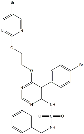 N-(benzylsulfamoyl)-5-(4-bromophenyl)-6-[2-(5-bromopyrimidin-2-yl)oxyethoxy]pyrimidin-4-amine Structure