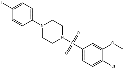 1-((4-chloro-3-methoxyphenyl)sulfonyl)-4-(4-fluorophenyl)piperazine 化学構造式