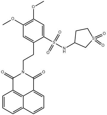N-(1,1-dioxidotetrahydrothiophen-3-yl)-2-(2-(1,3-dioxo-1H-benzo[de]isoquinolin-2(3H)-yl)ethyl)-4,5-dimethoxybenzenesulfonamide 结构式