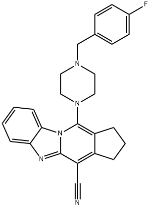 11-(4-(4-fluorobenzyl)piperazin-1-yl)-2,3-dihydro-1H-benzo[4,5]imidazo[1,2-a]cyclopenta[d]pyridine-4-carbonitrile Structure