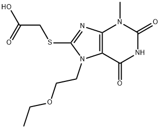 2-((7-(2-ethoxyethyl)-3-methyl-2,6-dioxo-2,3,6,7-tetrahydro-1H-purin-8-yl)thio)acetic acid Structure