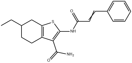 6-ethyl-2-[[(E)-3-phenylprop-2-enoyl]amino]-4,5,6,7-tetrahydro-1-benzothiophene-3-carboxamide Structure