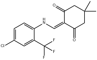 2-(((4-chloro-2-(trifluoromethyl)phenyl)amino)methylene)-5,5-dimethylcyclohexane-1,3-dione Structure